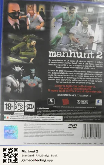 Manhunt 2 PlayStation 2, Italy box back