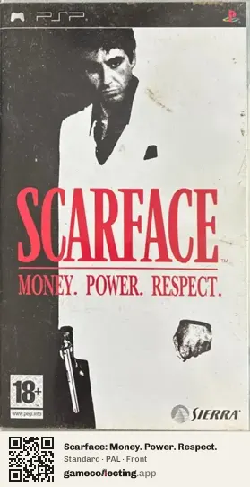 Scarface: Money. Power. Respect. PlayStation Portable, PAL box front