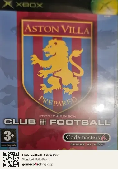 Club Football: Aston Villa Xbox, PAL box front