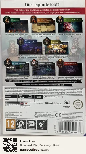 Live a Live Nintendo Switch, Germany box back