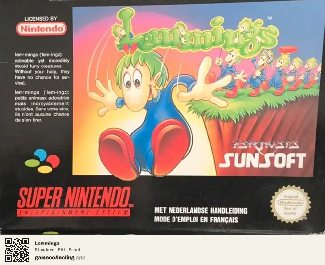Lemmings Super Nintendo Entertainment System, PAL box front