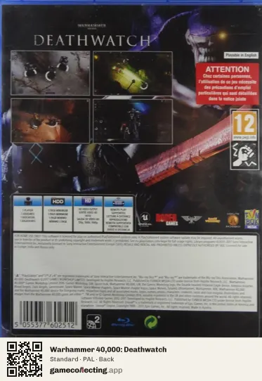 Warhammer 40,000: Deathwatch PlayStation 4, PAL box back