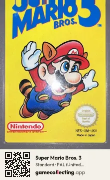 Super Mario Bros. 3 Nintendo Entertainment System, PAL cartridge label