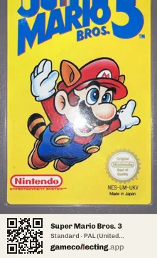 Super Mario Bros. 3 Nintendo Entertainment System, PAL cartridge label