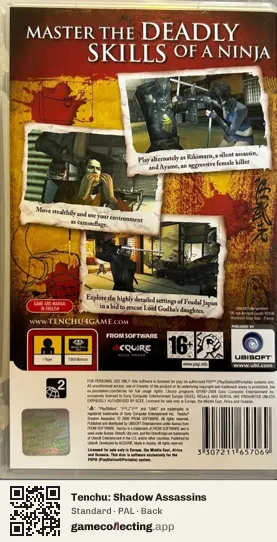 Tenchu: Shadow Assassins PlayStation Portable, PAL box back