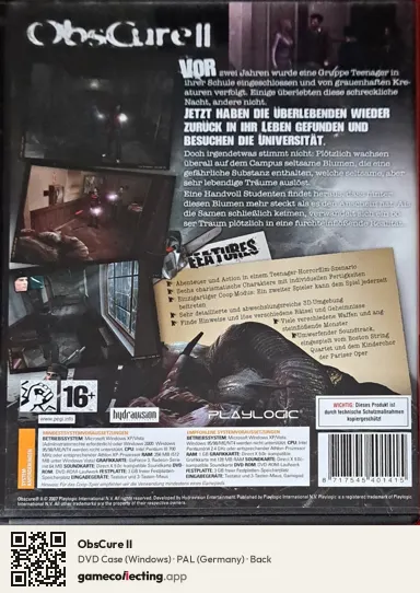 ObsCure II Computer, Germany box back