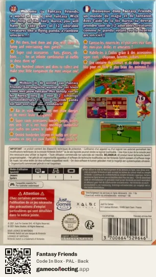 Fantasy Friends Nintendo Switch, PAL box back