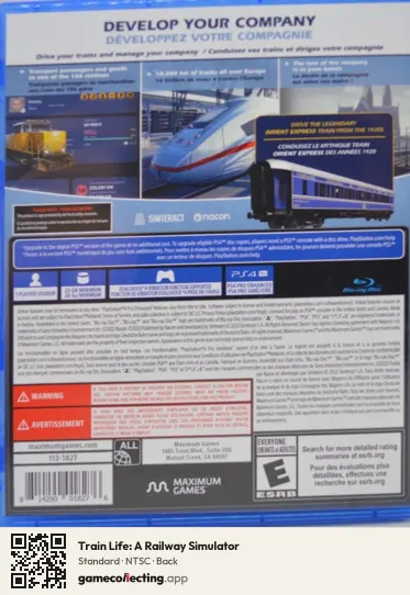 Train Life: A Railway Simulator PlayStation 4, NTSC box back