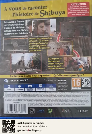428: Shibuya Scramble PlayStation 4, France box back