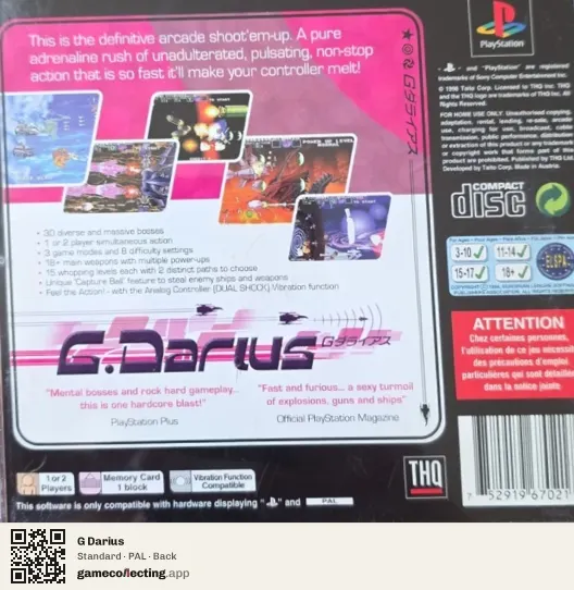 G Darius PlayStation, PAL box back