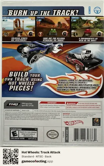 Hot Wheels: Track Attack Nintendo Wii, NTSC box back