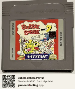 Bubble Bobble Part 2 Game Boy, NTSC cartridge label