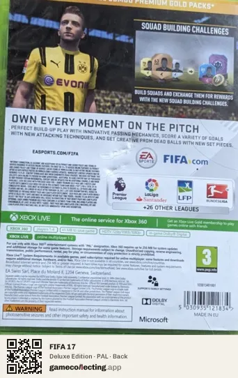 FIFA 17 Xbox 360, PAL box back
