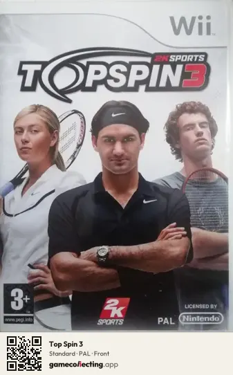 Top Spin 3 Nintendo Wii, PAL box front