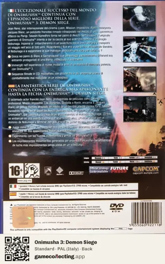 Onimusha 3: Demon Siege PlayStation 2, Italy box back