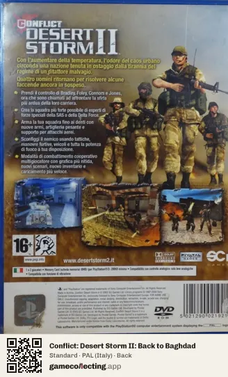 Conflict: Desert Storm II: Back to Baghdad PlayStation 2, Italy box back