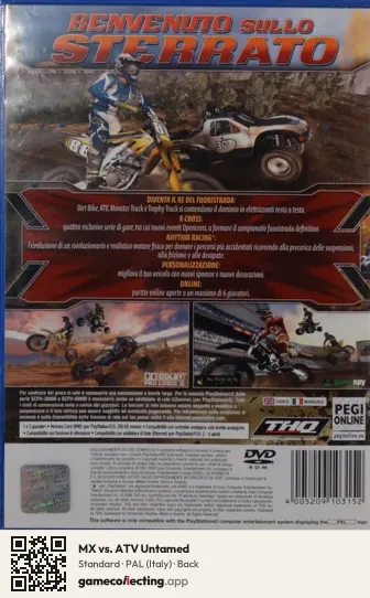 MX vs. ATV Untamed PlayStation 2, Italy box back
