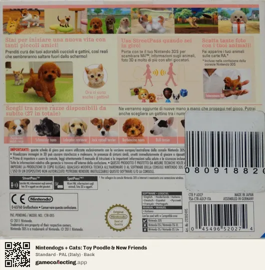 Nintendogs + Cats: Toy Poodle & New Friends Nintendo 3DS, Italy box back