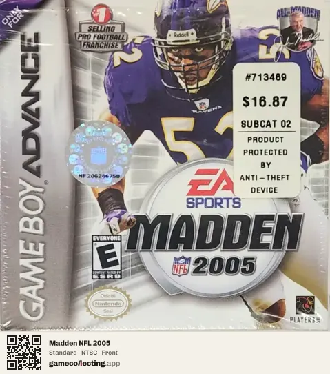Madden NFL 2005 Game Boy Advance, NTSC box front