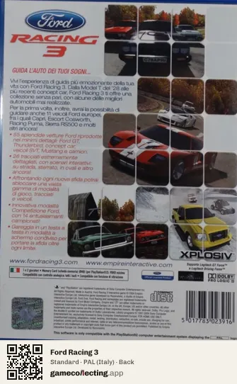 Ford Racing 3 PlayStation 2, Italy box back