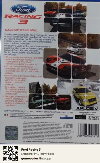 Ford Racing 3 PlayStation 2, Italy box back