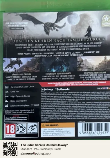 The Elder Scrolls Online: Elsweyr Xbox One, Germany box back