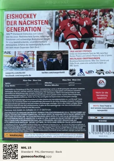 NHL 15 Xbox One, Germany box back