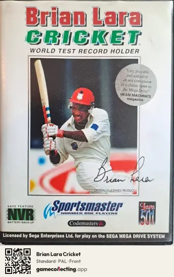 Brian Lara Cricket Sega Mega Drive / Genesis, PAL box front