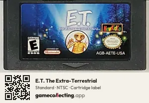 E.T. The Extra-Terrestrial Game Boy Advance, NTSC cartridge label
