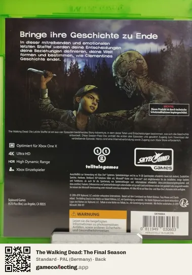 The Walking Dead: The Final Season Xbox One, Germany box back
