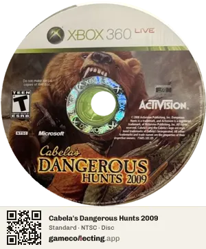 Cabela's Dangerous Hunts 2009 Xbox 360, NTSC disc
