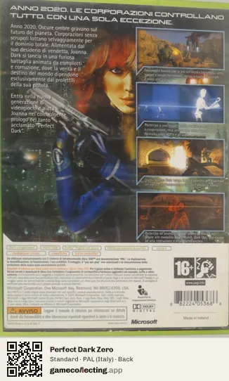 Perfect Dark Zero Xbox 360, Italy box back