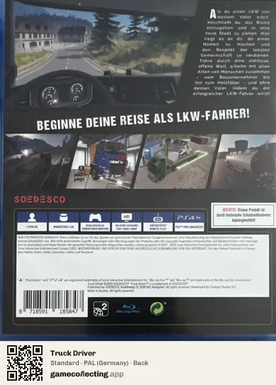 Truck Driver PlayStation 4, Germany box back