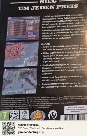Hearts of Iron III Computer, Germany box back