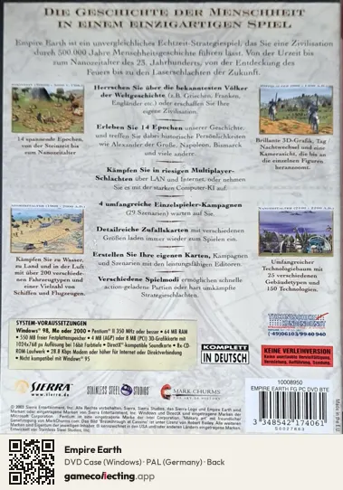 Empire Earth Computer, Germany box back