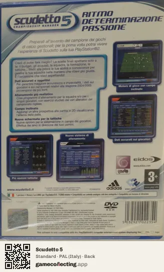 Scudetto 5 PlayStation 2, Italy box back
