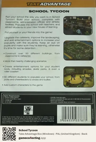 School Tycoon Computer, United Kingdom box back
