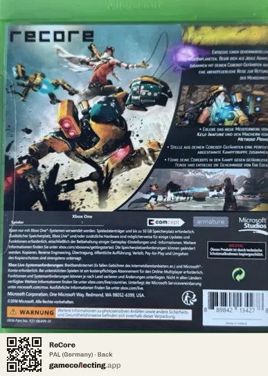 ReCore Xbox One, Germany box back
