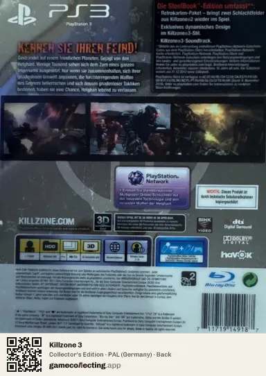 Killzone 3 PlayStation 3, Germany box back