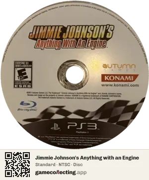 Jimmie Johnson's Anything with an Engine PlayStation 3, NTSC disc