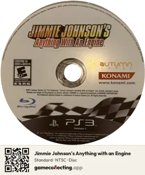 Jimmie Johnson's Anything with an Engine PlayStation 3, NTSC disc