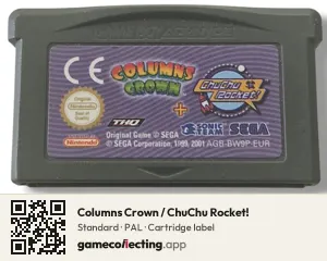 Columns Crown / ChuChu Rocket! Game Boy Advance, PAL cartridge label