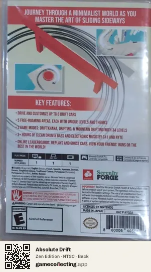 Absolute Drift Nintendo Switch, NTSC box back