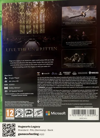 Hogwarts Legacy Xbox One, Germany box back