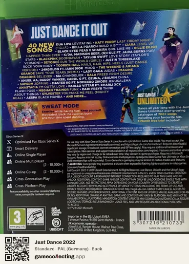 Just Dance 2022 Xbox Series X, Germany box back