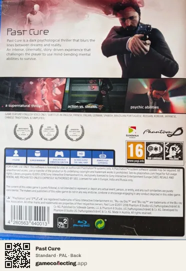Past Cure PlayStation 4, PAL box back