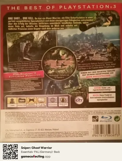 Sniper: Ghost Warrior PlayStation 3, Germany box back