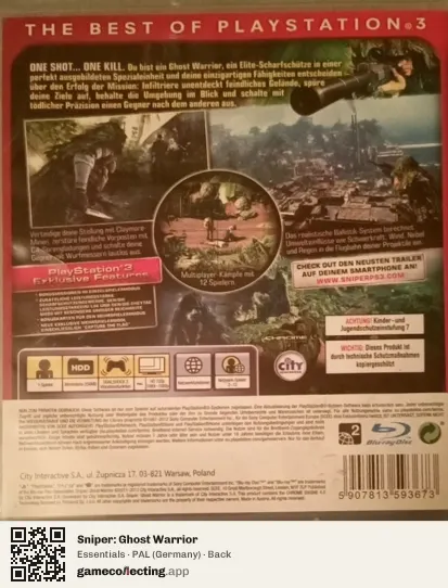 Sniper: Ghost Warrior PlayStation 3, Germany box back