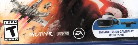 Star Wars: Squadrons, the ESRB box on its front