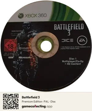 Battlefield 3 Xbox 360, PAL disc